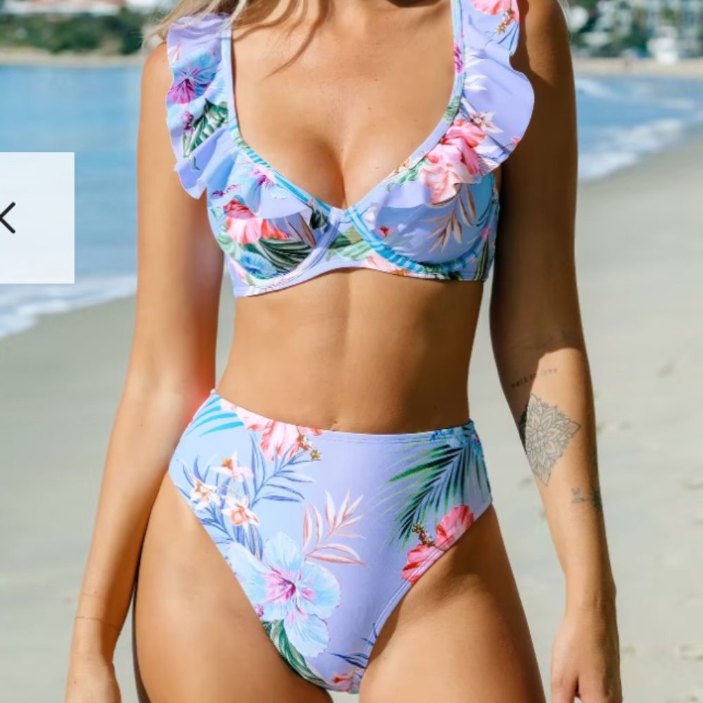 Cupshe Floral Lace UP Bikini - XS/S
